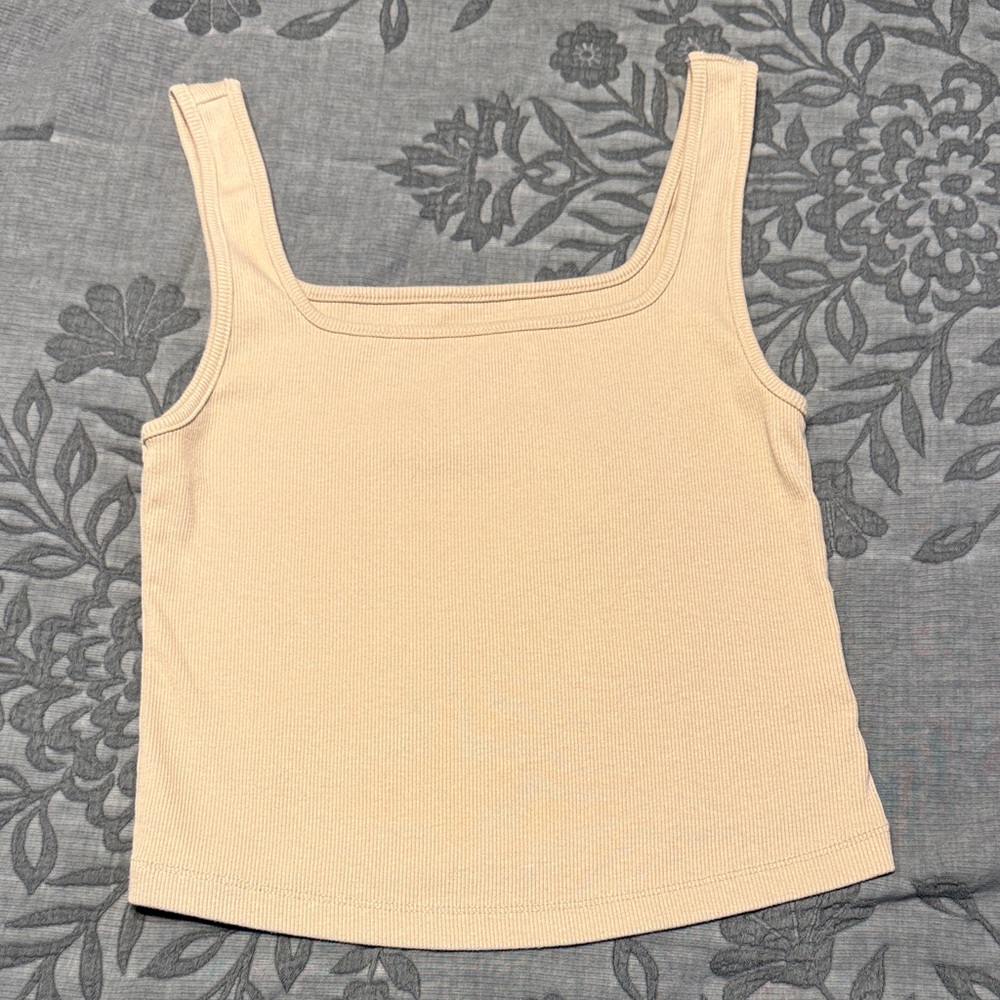 Women's Tan Square Neck Tank Top